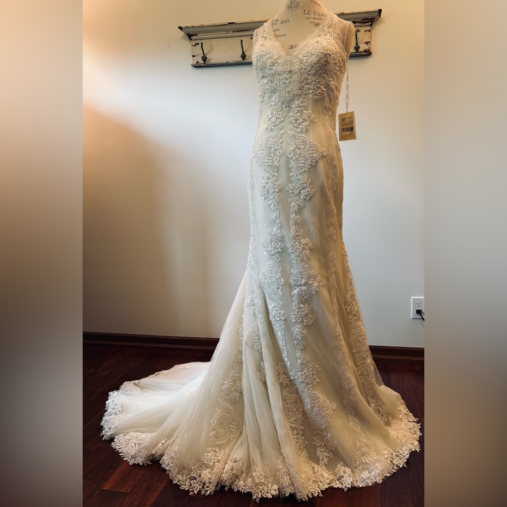 Pronovias Barcelona Huella Vintage Inspired Lace Wedding Gown - Picture 3 of 15